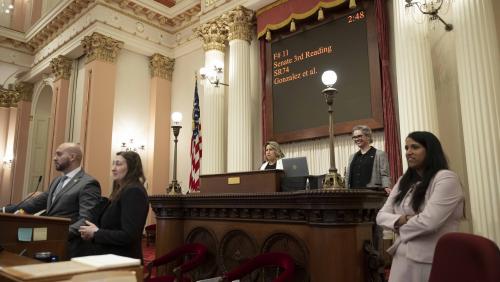 Senator Caroline Menjivar presiding over Senate Session as they celebrate the 2024 Latino Spirit Award Honorees
