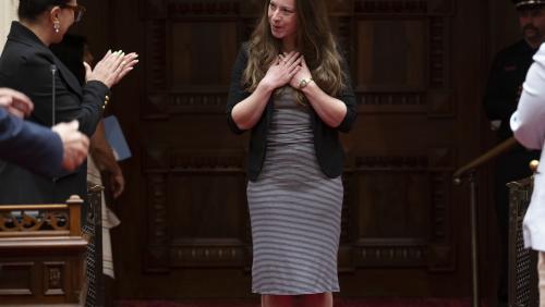 2025 Latino Spirit Award Honoree La Peña Cultural Center (Exec. Director Consuelo Tupper Hernandez) being introduced to Senators by Latino Caucus Chair, Senate Majority Leader Lena Gonzalez