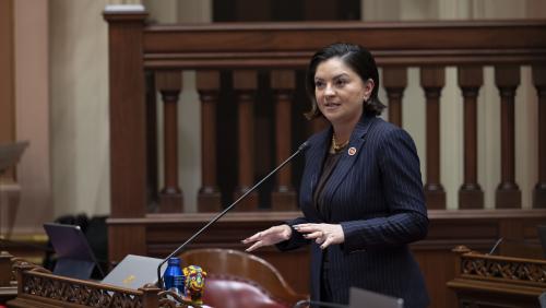 Latino Caucus Chair, Senator Lena Gonzalez presents SR 86, relative to Cinco de Mayo week