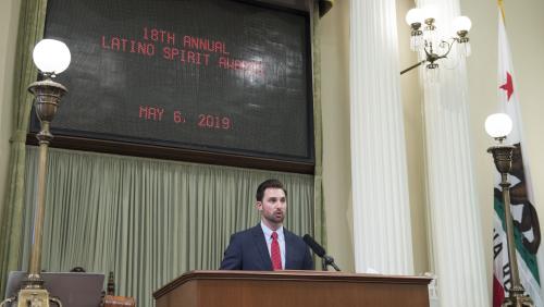 Assembly Majority Leader Ian C. Calderon presiding over session during the 2019 Latino Spirit Awards