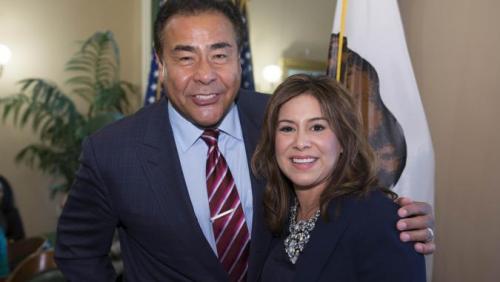 Assembly Speaker Pro Tem Nora Campos with Latino Spirit Award Honoree John Quiñones