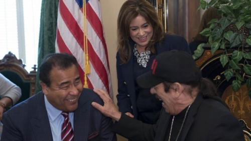 Assembly Speaker Pro Tem Campos with Latino Spirit Award Honorees John Quiñones & Danny Trejo