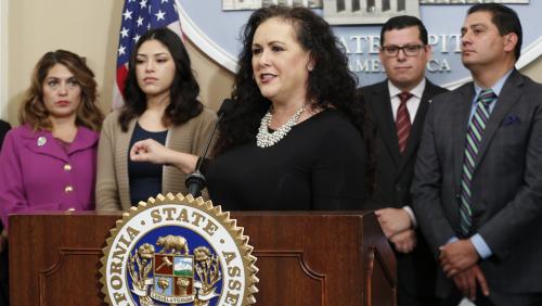 Latino Caucus Vice Chair, Assemblywoman Lorena Gonzalez Fletcher speaks at press conference in support of the Deferred Action for Childhood Arrivals (DACA) program on Janary 11, 2018