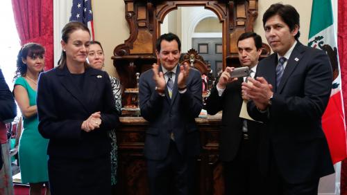 Senators welcoming Hon. Liliana Ferrer, Consul General of Mexico in Sacramento