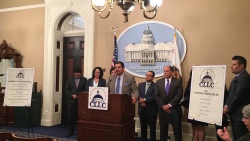 Latino Caucus Vice Chair, Senator Ben Hueso, presents during the 2016 Latino Caucus Policy Priorities Press Conference (4.12.16)