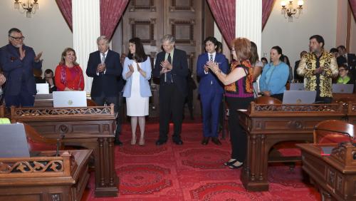 Senator María Elena Durazo, Latino Caucus Vice Chair, introduces 2019 Latino Spirit Award honorees to CA State Senators