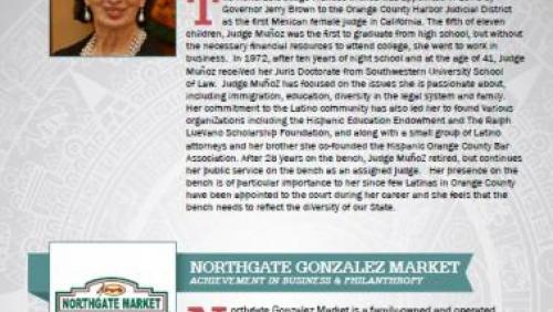 2015 Latino Spirit Award Honorees Judge Frances Muñoz & Northgate Gonzalez Market