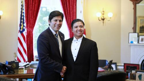 Senate President pro Tempore Kevin De León and Adrian Molina