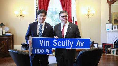 Senate President pro Tempore Kevin De León and Adrian Molina