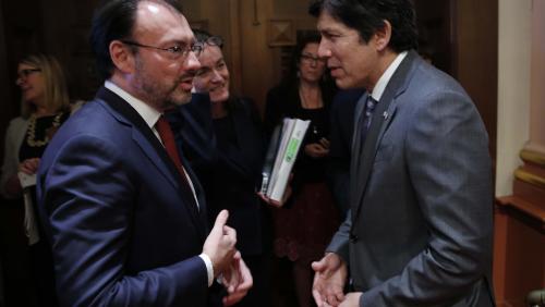 Senate President pro Tempore Kevin de León with Hon. Luis Videgaray Caso, Mexico's Secretary of Foreign Affairs 