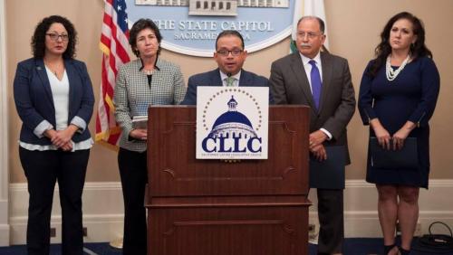 Latino Caucus Chair, Assembly Member Luis Alejo, presents during the 2016 Latino Caucus Policy Priorities Press Conference (4.12.16)