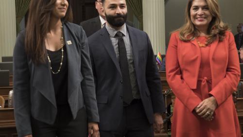 Adrian Molina (Achievement in Arts & Entertainment) escorted by Asm. Sabrina Cervantes, Asm. Rudy Salas, and Asm. Sharon Quirk-Silva 