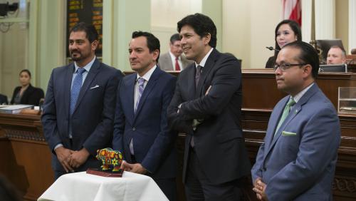 2016 Latino Spirit Award receiving committee, Senator Ben Hueso, Speaker Anthony Rendon, Senate President pro Tempore Kevin de León and Assembly Member Luis A. Alejo