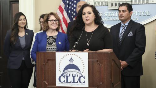 Latino Caucus Vice Chair, Assemblywoman Lorena Gonzalez Fletcher discusses AB 2079 (Sexual Harassment Prevention for Janitors) and AB 3022 (High School Diplomas for Deported Pupils) at the 2018 Latino Caucus Policy & Budget Priorities Press Conference (April 4, 2018)